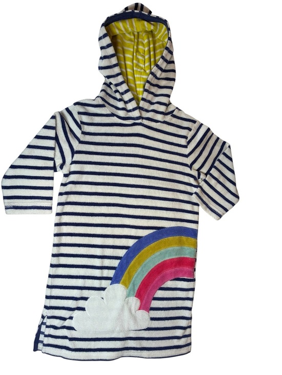 Mini Boden Other - Mini Boden Terry Cloth Swim Coverup Rainbow Navy Striped Dress 3-4 Year
